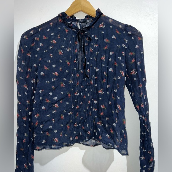 Zara Floral high Collar top Size XS - Picture 1 of 5